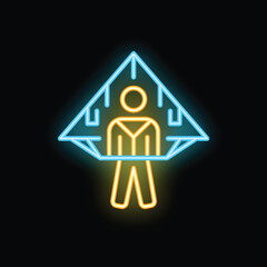Bright neon sign representing hang gliding, symbolizing extreme sports, adventure, and the thrill of flight