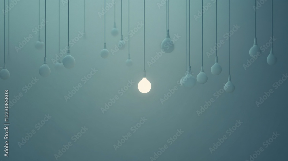 Poster a collection of gently illuminated orbs hangs from the ceiling, casting a warm glow. set against a s