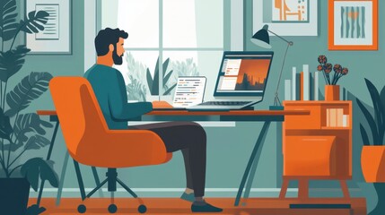 Remote work setup in a cozy shared space with family atmosphere