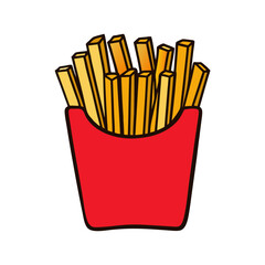 Minimalist French Fries Illustration in Red Container.