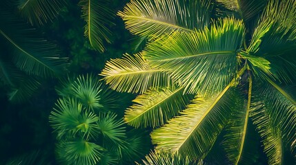 An overhead shot of a tropical rainforest in the morning, ideal for a creative banner with room for copy.