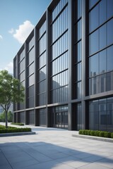 Fototapeta premium arafed view of a building with a tree in front of it