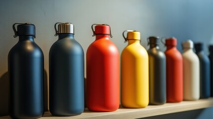 Stylish collection of reusable water bottles promoting eco-friendly choices without single-use plastics