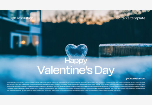 Celebrate Love with a Heartwarming Valentine's Day Template: Happy Valentine's Day in Snowy House Scene