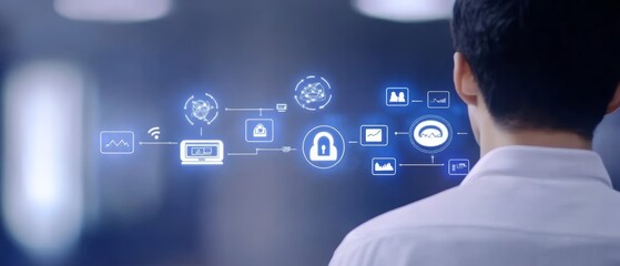 A business professional accessing detailed market analysis through a digital interface, showcasing consumer behavior and trends