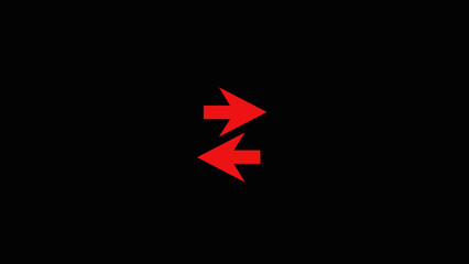Opposite direction red arrow on a black background .left and right direction arrow icon