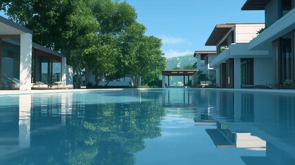 Fototapeta premium Modern Villa with Infinity Pool and Nature Views