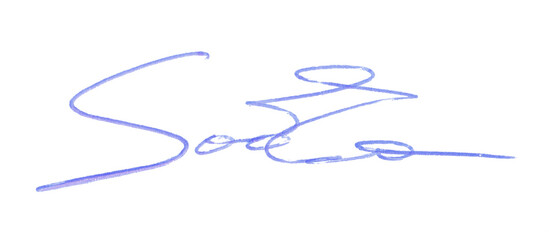 Beautiful signature made with pen isolated on white, above view