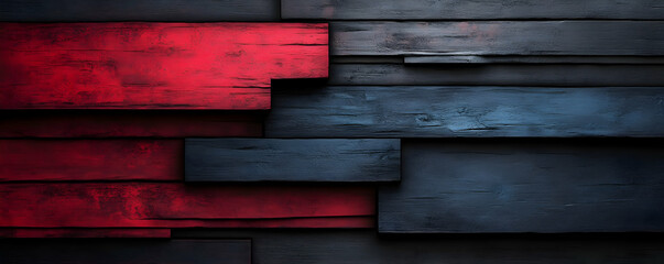 Red and Blue Wood Plank 3D Illustration