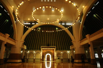 Indoor of the Great Mosque of Central Java is the biggest mosque in the city of Semarang
