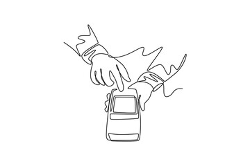 Payment activity concept. Single line draw design vector graphic illustration.	