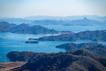 岡山県　玉野港付近の海の風景