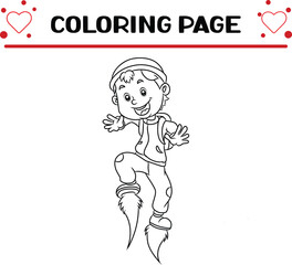 cool young man is flying coloring page for kids
