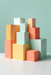 Obraz premium Abstract Design of Pastel Geometric Shapes with Smooth Gradients and Harmonious Colors Wallpaper Background