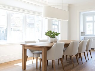 Fototapeta premium Elegant dining room with stylish table and chairs for modern home decor inspiration
