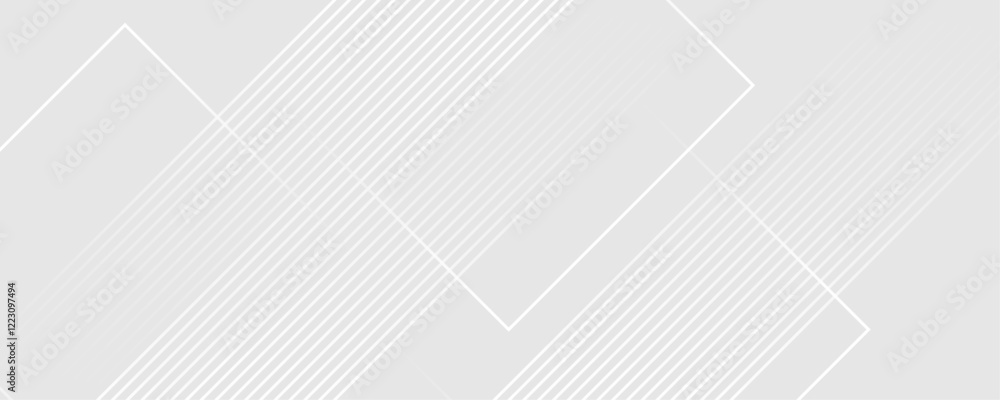 Poster abstract white and gray color geometric shape and lines seamless pattern gray background design.