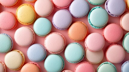Assortment of colorful pastel macarons, dessert ai photography