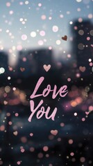 I love you text and abstract heart. Romantic love greeting card
