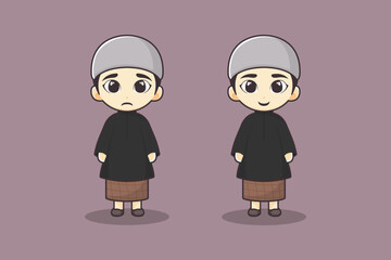 Muslim male mascot package wearing a peci and sarong