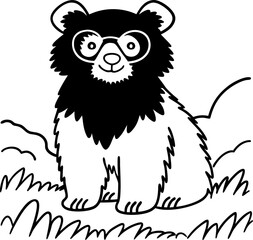 Fototapeta premium Cute Bear Cub with Glasses in in a Field, Friendly Wildlife Illustration, Children's Art, Fun Design