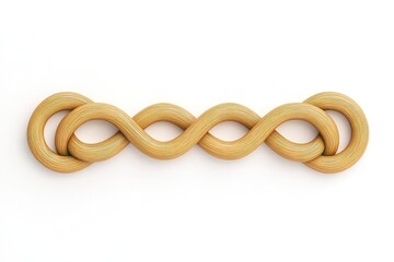 Intricately woven golden knot sculpture symbolizing unity and infinity against a plain backdrop