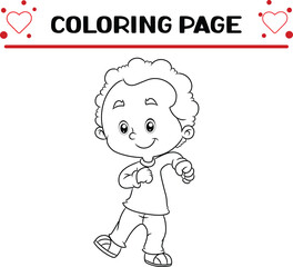 cute boy go school coloring page for kids
