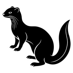 Cute Silhouette of a Weasel line art vector cartoon illustration