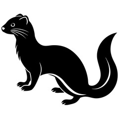 Cute Silhouette of a Weasel line art vector cartoon illustration