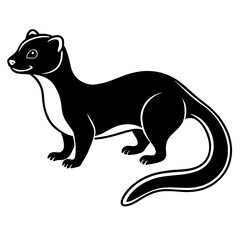 Cute Silhouette of a Weasel line art vector cartoon illustration
