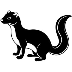 Cute Silhouette of a Weasel line art vector cartoon illustration