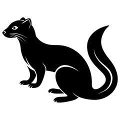 Cute Silhouette of a Weasel line art vector cartoon illustration