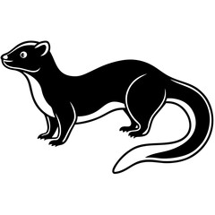 Cute Silhouette of a Weasel line art vector cartoon illustration