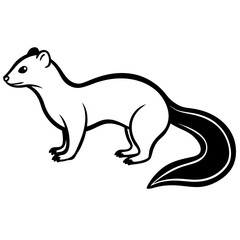Cute Silhouette of a Weasel line art vector cartoon illustration