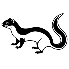 Cute Silhouette of a Weasel line art vector cartoon illustration