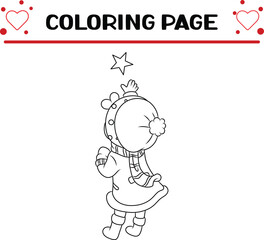 happy little child is trying catching star coloring page for kids