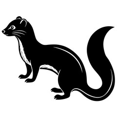 Cute Silhouette of a Weasel line art vector cartoon illustration