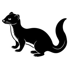 Cute Silhouette of a Weasel line art vector cartoon illustration