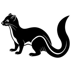 Cute Silhouette of a Weasel line art vector cartoon illustration