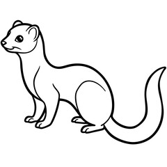 Cute Silhouette of a Weasel line art vector cartoon illustration