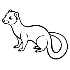 Cute Silhouette of a Weasel line art vector cartoon illustration
