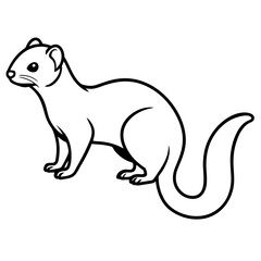 Cute Silhouette of a Weasel line art vector cartoon illustration