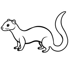 Cute Silhouette of a Weasel line art vector cartoon illustration