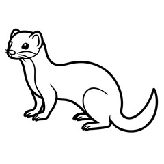 Cute Silhouette of a Weasel line art vector cartoon illustration