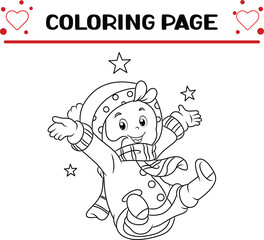 happy little boy is playing star coloring page for kids