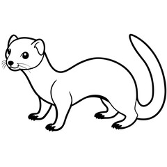 Cute Silhouette of a Weasel line art vector cartoon illustration
