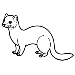 Cute Silhouette of a Weasel line art vector cartoon illustration
