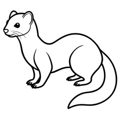 Cute Silhouette of a Weasel line art vector cartoon illustration