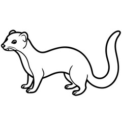 Cute Silhouette of a Weasel line art vector cartoon illustration