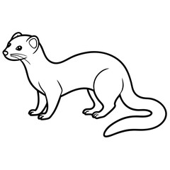 Cute Silhouette of a Weasel line art vector cartoon illustration