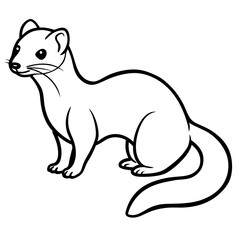Cute Silhouette of a Weasel line art vector cartoon illustration